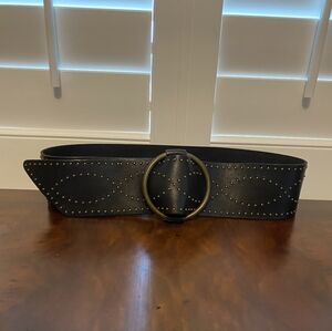 Brown/Black Studded Belt with Gold Buckle